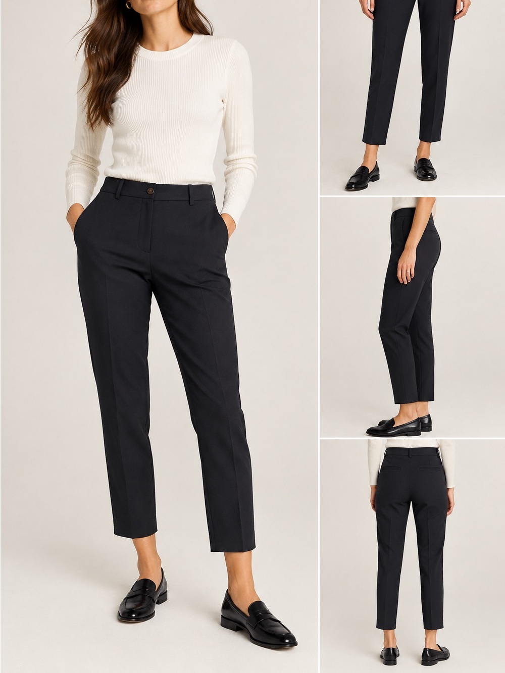 J. Crew Black Women's Tailored Trousers crop size 8 slim ankle work pants